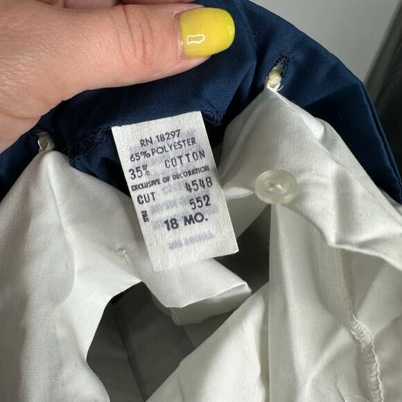 Charly's‎ Boy Kid's VIntage White + Blue Shirt + Shorts Outfit Sailor Dressy 18M - Picture 9 of 10